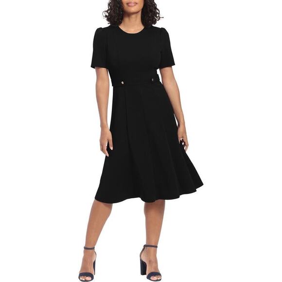 London Times Dresses & Skirts - London Times Short Sleeve Fit and Flare Midi Dress Size 6 Taps Minimal Fall NWT